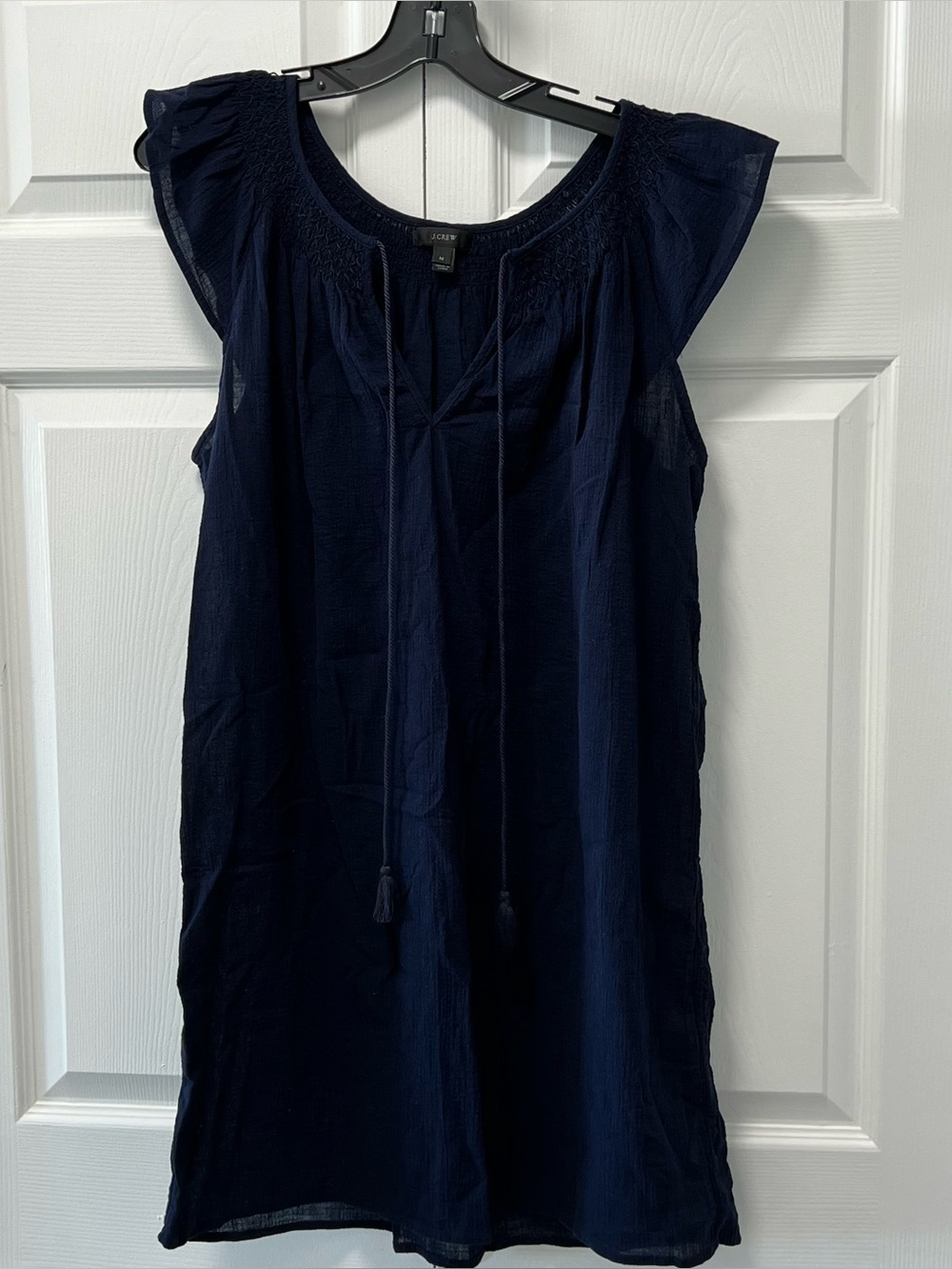 J. Crew Navy Tassel Sleeve Tunic swim cover up sz M navy ble